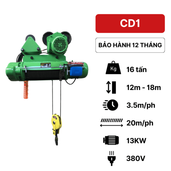 Pa lăng cáp điện 16 tấn Kawasaki