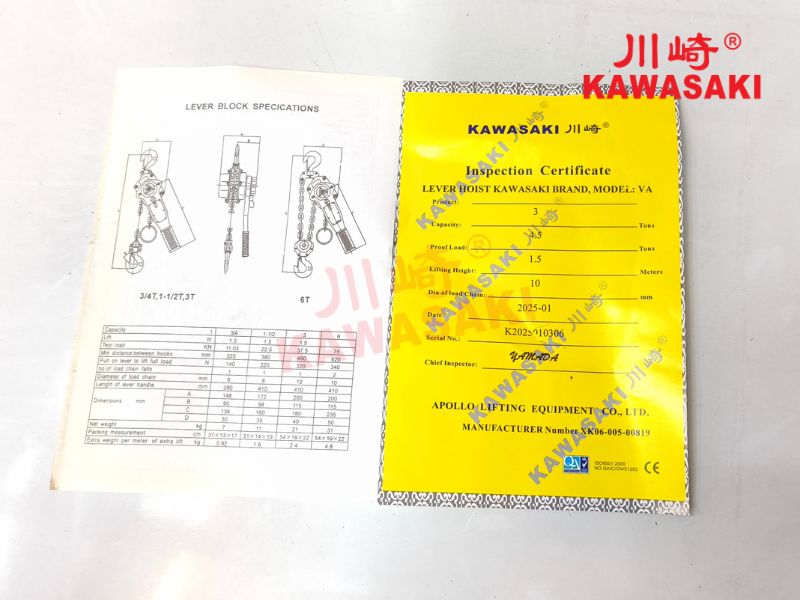 Pa lăng đi kèm có đầy đủ CO, CQ về nguồn gốc xuất xứ