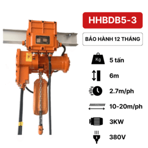 Pa lăng xích điện phòng nổ 5 tấn Kawasaki (di chuyển)Pa lăng xích điện phòng nổ 5 tấn