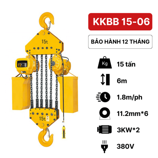 Pa lăng xích điện 15 tấn KKBB Kawasaki (cố định)