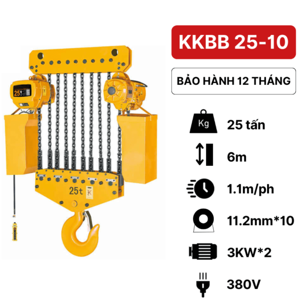 Pa lăng xích điện 25 tấn KKBB Kawasaki (cố định)