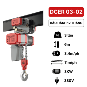 Pa lăng xích điện 3 tấn DCER 03-02 Kawasaki (di chuyển)Pa lăng xích điện 3 tấn DCER 03-02 Kawasaki (di chuyển)