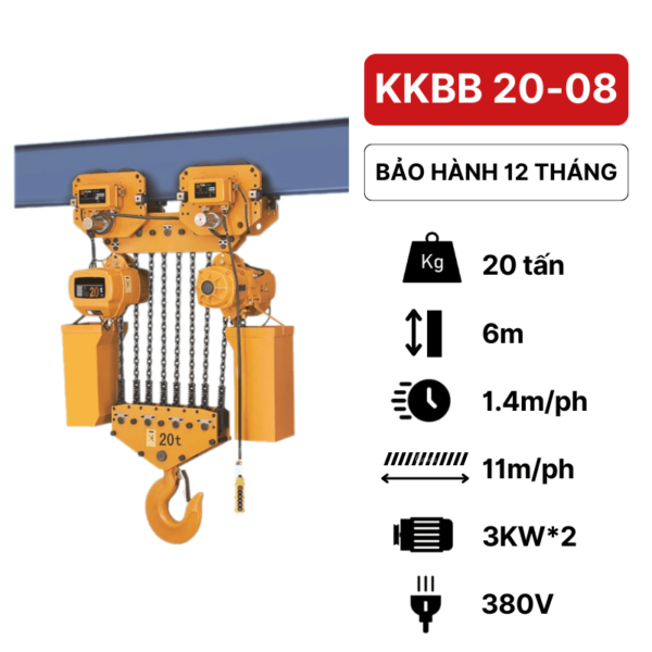 Pa lăng xích điện 20 tấn KKBB Kawasaki (di chuyển)