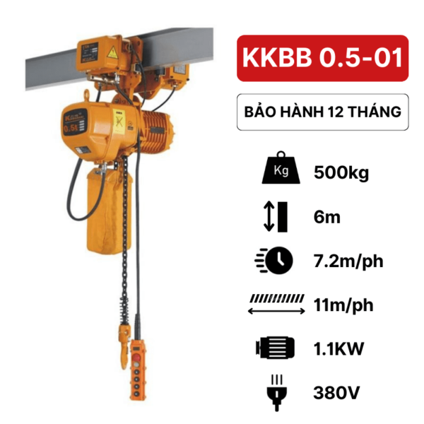 Pa lăng xích điện 500kg KKBB Kawasaki (di chuyển)