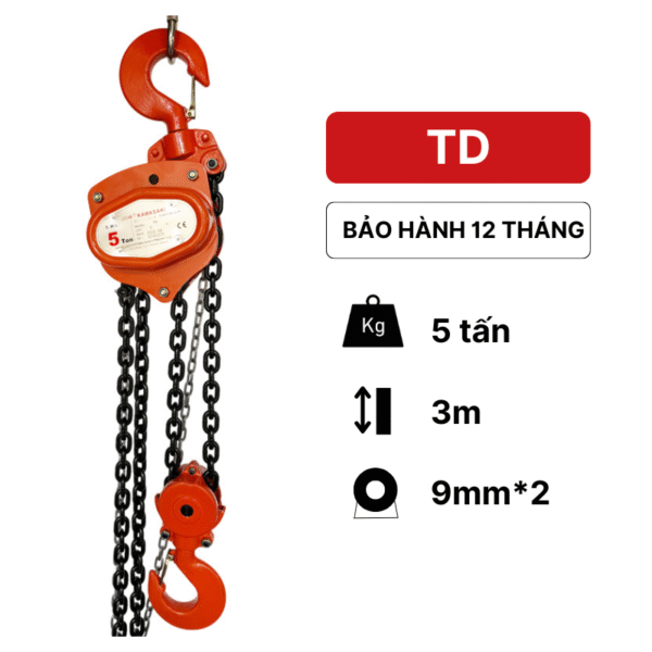 Pa lăng xích điện 5 tấn 3m TD Kawasaki