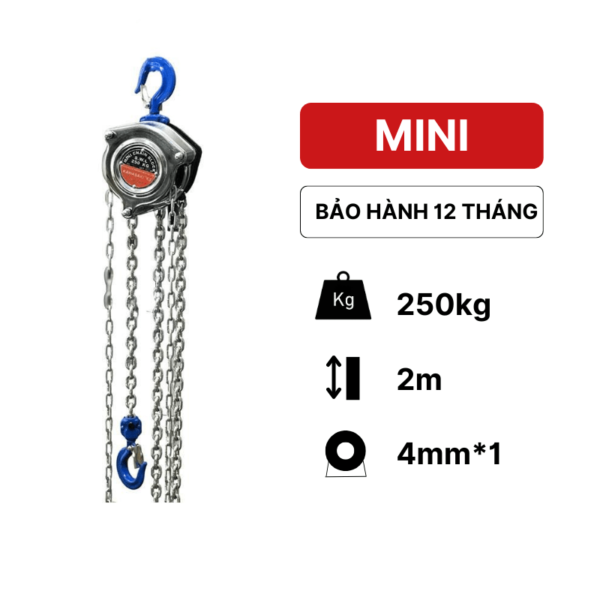 Pa lăng xích kéo tay mini 250kg