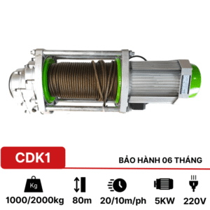 Tời điện đa năng CDK1 1000/2000 80m 220v (20/10m/phút)Tời điện CDK1 1000-2000 80m 20/10m/phút