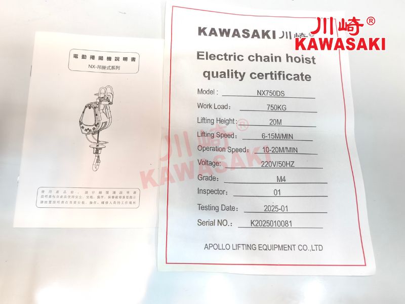 Sản phẩm chính hãng Kawasaki có đầy đủ CO, CQ