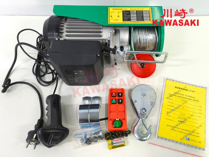 Tời điện treo mini PA600 được tích hợp sẵn điều khiển từ xa