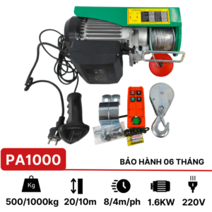 Tời điện treo mini PA1000 Kawasaki (remote)Tời điện treo PA1000 Kawasaki được tích hợp sẵn điều khiển từ xa