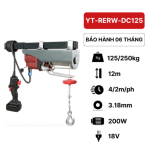 Tời pin mini cố định 18V YT-JZX-DC125Tời pin 18V 125kg