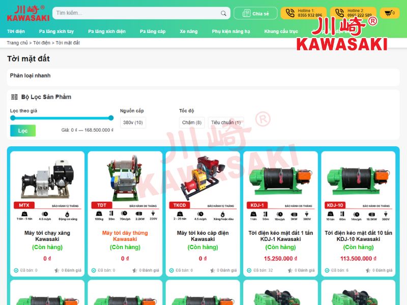 Kawasaki Lift - Địa chỉ bán máy tời gỗ uy tín
