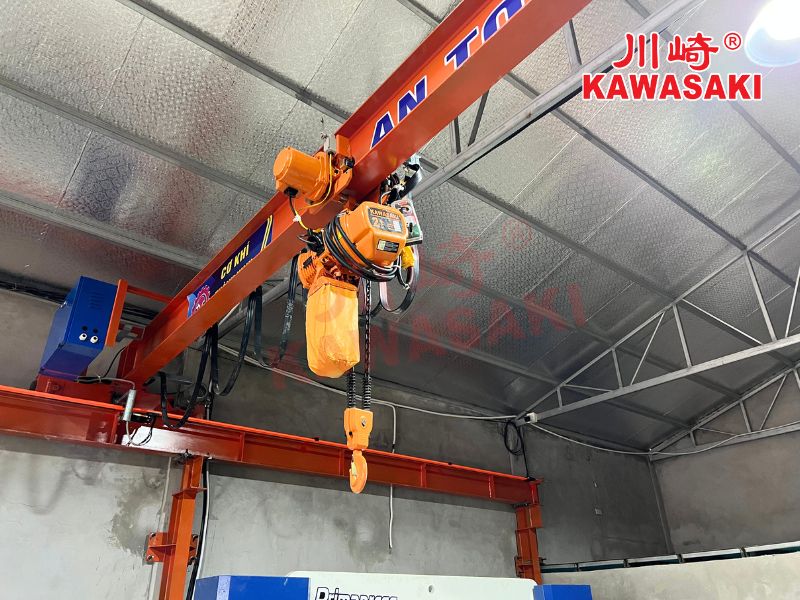 Tời xích điện 2 tấn di chuyển lắp đặt trên dầm I